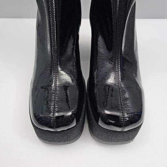 NEW Jeffrey Campbell Refresh Ankle Boot Women 9 Black Glossy Patent Y2K Platform - Picture 5 of 14